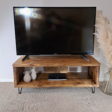 Load image into Gallery viewer, TV Stand | Industrial, Reclaimed Wood, Media Table