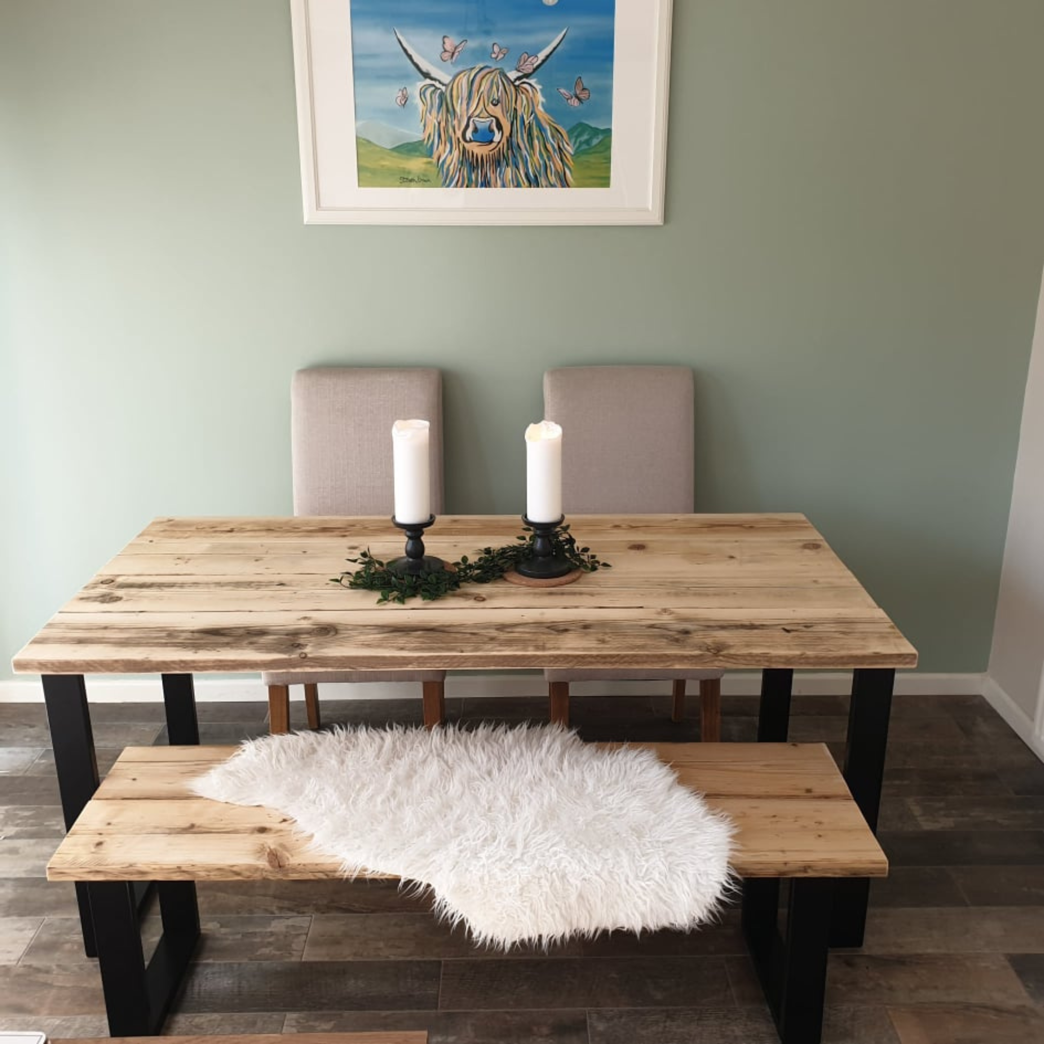 Reclaimed top dining bench