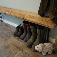 Load image into Gallery viewer, Homemade Rustic Bench | Farmhouse Bench | Boot Room Bench | Hairpin Bench | Industrial Bench