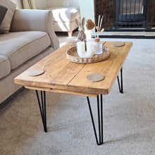 Load image into Gallery viewer, Homemade Rustic Coffee Table | Farmhouse Coffee Table | Coffee Table | Hairpin Table |
