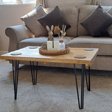 Load image into Gallery viewer, Homemade Rustic Coffee Table | Farmhouse Coffee Table | Coffee Table | Hairpin Table |