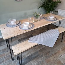 Load image into Gallery viewer, Dining Table | Reclaimed Table | Industrial Dining Table | Dining Table Hairpin Legs | Kitchen Table | Reclaimed Desk