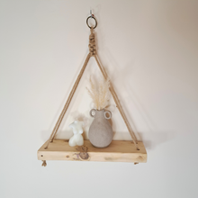 Load image into Gallery viewer, Rustic Wooden Rope Hanging Shelf