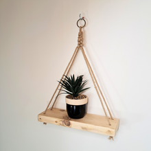 Load image into Gallery viewer, Rustic Wooden Rope Hanging Shelf