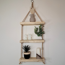 Load image into Gallery viewer, Rustic Wooden Rope Hanging Shelf