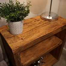 Load image into Gallery viewer, Homemade Rustic Bedside Table | Farmhouse Bedside Table | Side Table | Hairpin Table | Bedside Table | Reclaimed Bedside Table