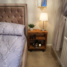 Load image into Gallery viewer, Homemade Rustic Bedside Table | Farmhouse Bedside Table | Side Table | Hairpin Table | Bedside Table | Reclaimed Bedside Table