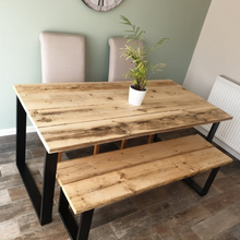 Load image into Gallery viewer, Rustic Dining Table | Reclaimed Wooden Table | Dining Table | Indoor Table | Dining Bench | Rustic Bench