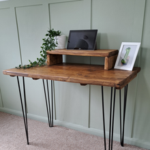 Load image into Gallery viewer, Monitor Stand | Wooden Riser | Monitor Riser | Desk Accessories | Monitor Shelf | Rustic Monitor Stand | Wooden Monitor Stand
