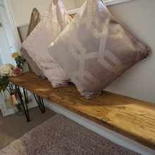 Load image into Gallery viewer, Homemade Rustic Bench | Farmhouse Bench | Boot Room Bench | Hairpin Bench | Industrial Bench

