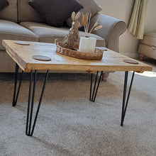 Load image into Gallery viewer, Homemade Rustic Coffee Table | Farmhouse Coffee Table | Coffee Table | Hairpin Table |
