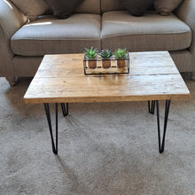 Load image into Gallery viewer, Homemade Rustic Coffee Table | Farmhouse Coffee Table | Coffee Table | Hairpin Table |
