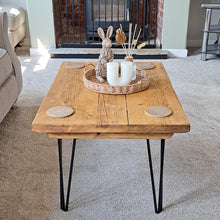 Load image into Gallery viewer, Homemade Rustic Coffee Table | Farmhouse Coffee Table | Coffee Table | Hairpin Table |
