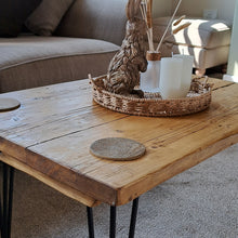 Load image into Gallery viewer, Homemade Rustic Coffee Table | Farmhouse Coffee Table | Coffee Table | Hairpin Table |
