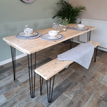 Load image into Gallery viewer, Dining Table | Reclaimed Table | Industrial Dining Table | Dining Table Hairpin Legs | Kitchen Table | Reclaimed Desk
