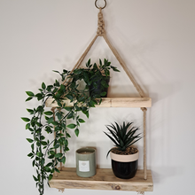 Load image into Gallery viewer, Rustic Wooden Rope Hanging Shelf
