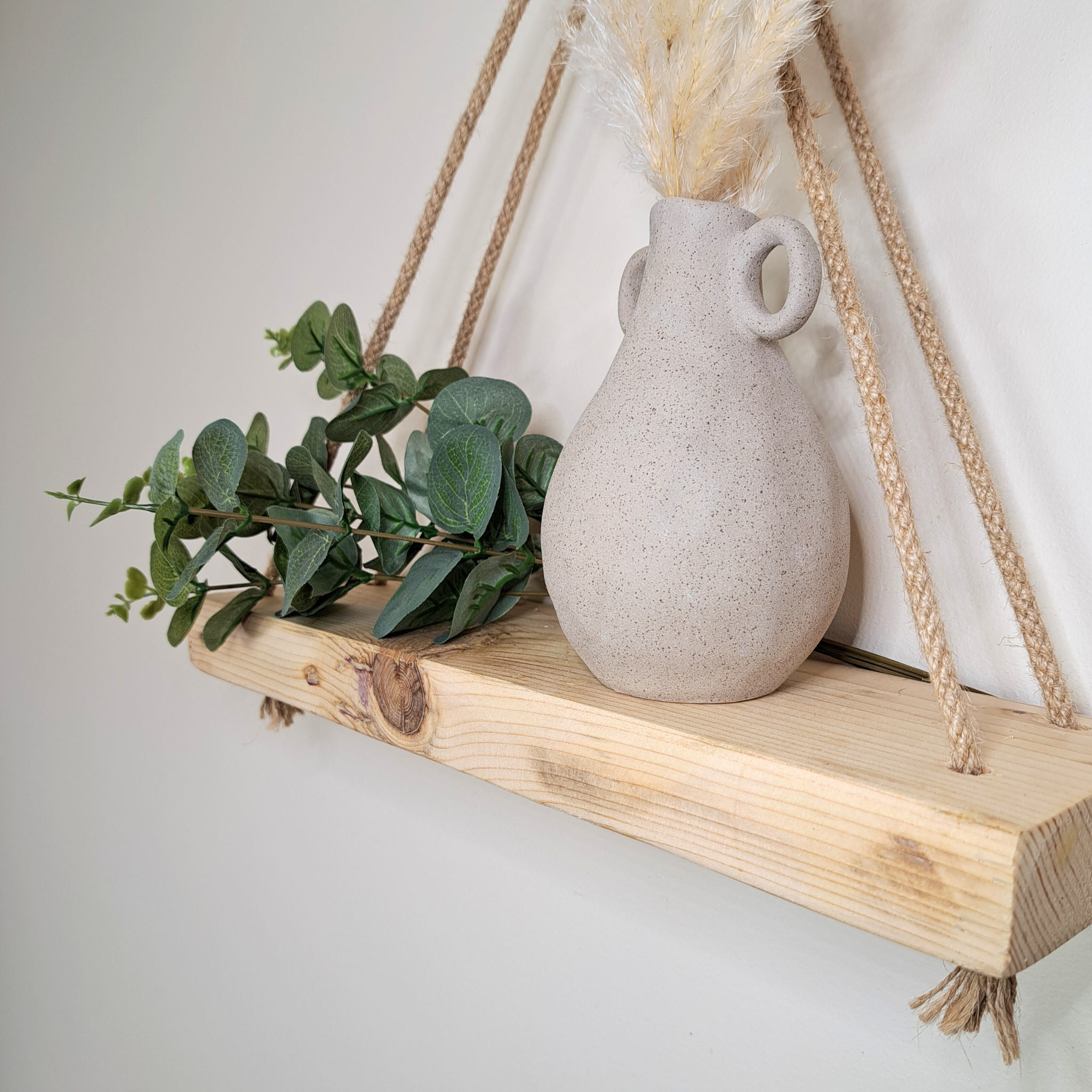 DIY Rustic Hanging Rope Shelf