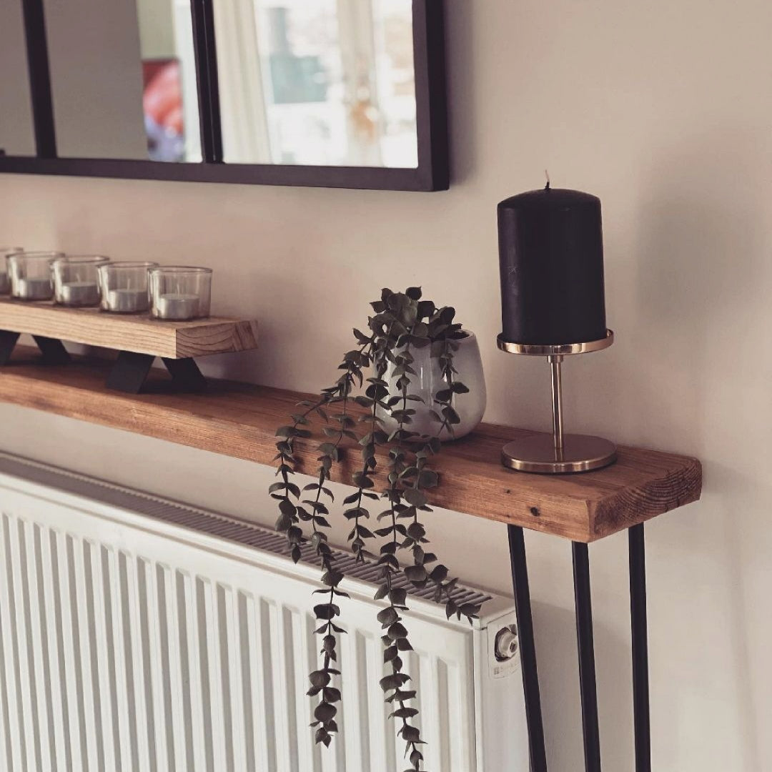 Rustic Radiator Cover With Hairpin Legs | Radiator Shelf – Barnmeadow ...