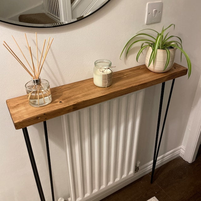 Rustic Radiator Cover With Hairpin Legs | Radiator Shelf – Barnmeadow ...