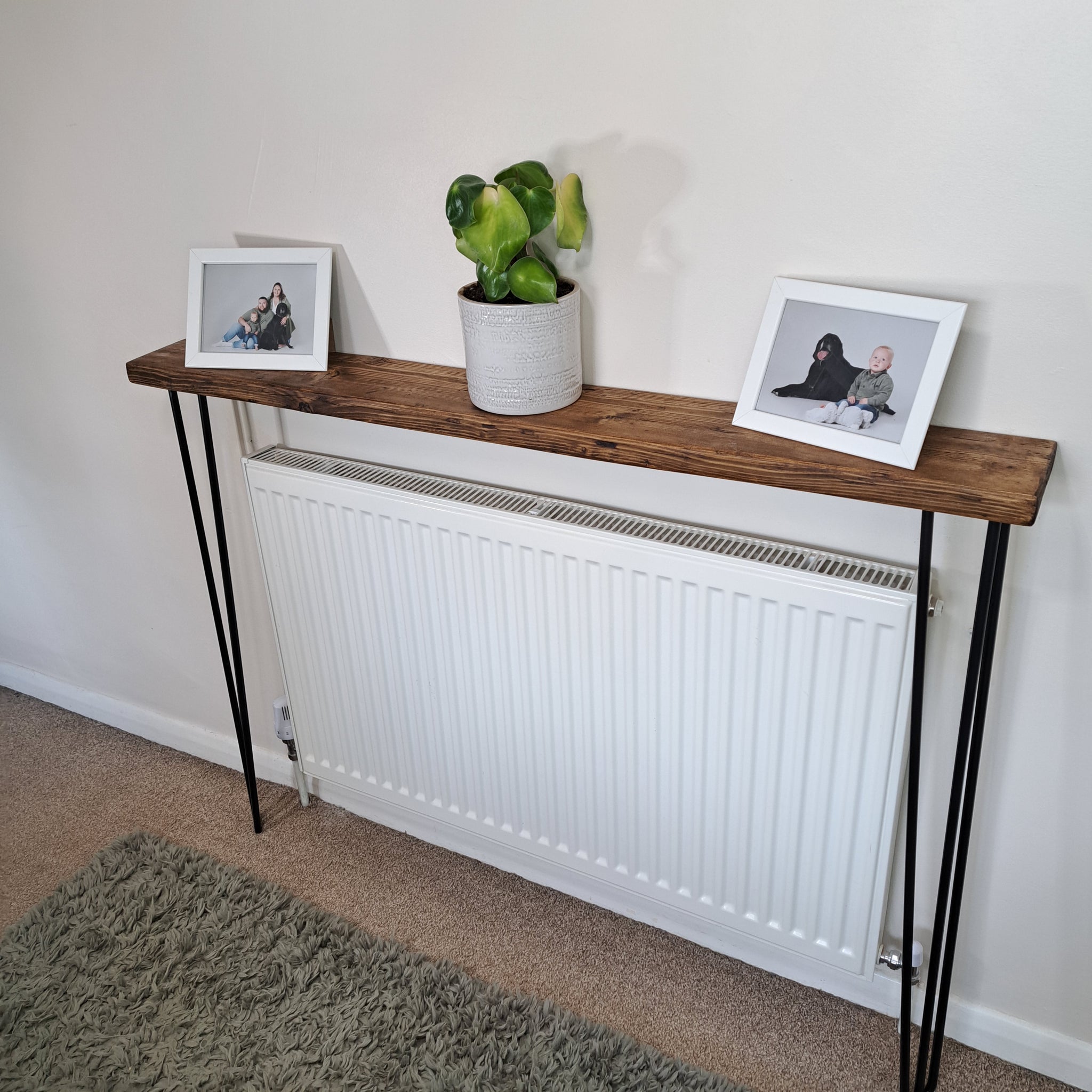 Rustic Radiator Cover With Hairpin Legs | Radiator Shelf – Barnmeadow ...
