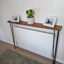 Load image into Gallery viewer, Rustic Radiator Cover With Hairpin Legs | Radiator Shelf
