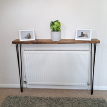 Load image into Gallery viewer, Rustic Radiator Cover With Hairpin Legs | Radiator Shelf
