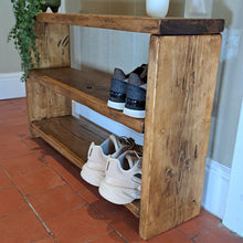 Load image into Gallery viewer, Shoe Rack | Rustic Shoe Rack | Wooden Shoe Rack | Shoe Bench | Shoe Storage | Hallway Table
